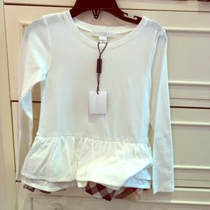 AUTHENTIC GIRLS BURBERRY WHITE PEPLUM TOP SZ 4